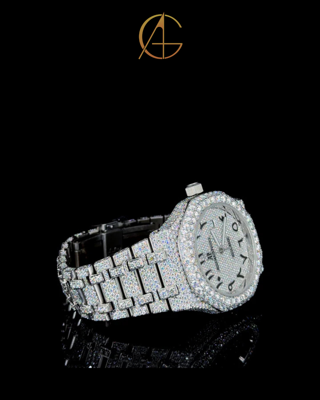 AP Full White Arabic Dial Moissanite Diamond Watch