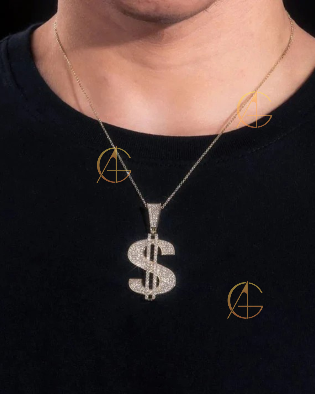 Men's Iced Out Name Necklace - 925 Silver and Gold Custom Moissanite