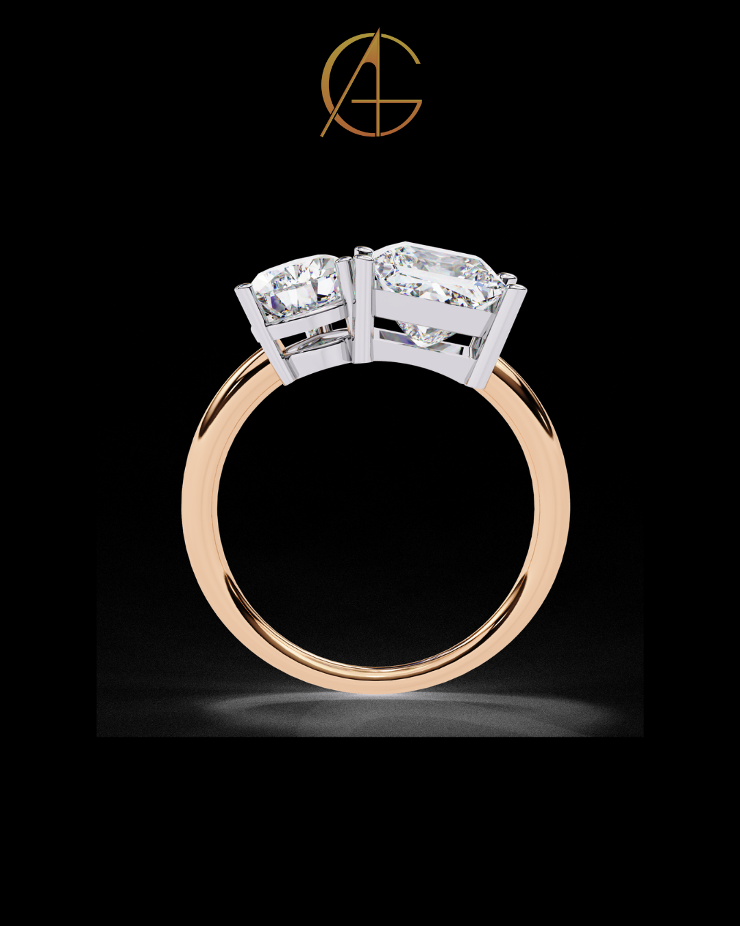 4.50 TCW Elegant Pear Cut and Princess Cut Toi et Moi Moissanite Diamond Ring For Her