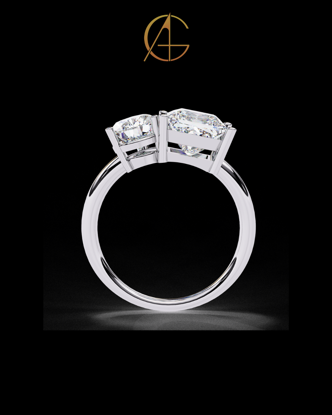 4.50 TCW Elegant Pear Cut and Princess Cut Toi et Moi Moissanite Diamond Ring For Her