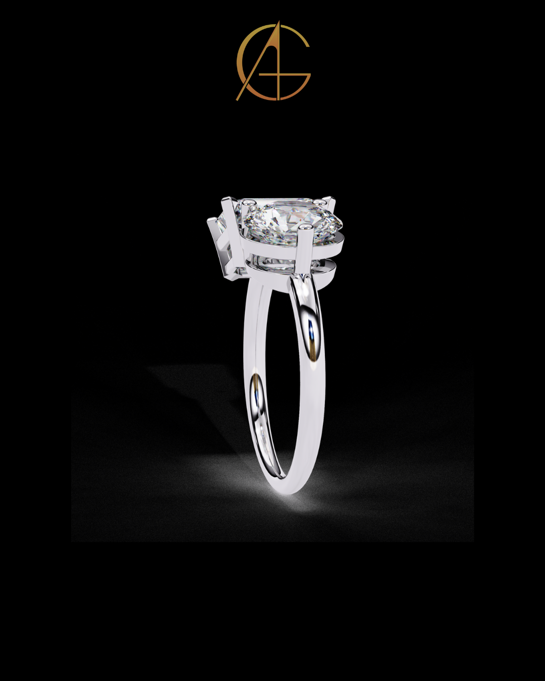 4.50 CT Contemporary Round & Emerald Moissanite Diamond Sleek Gold Wedding Ring