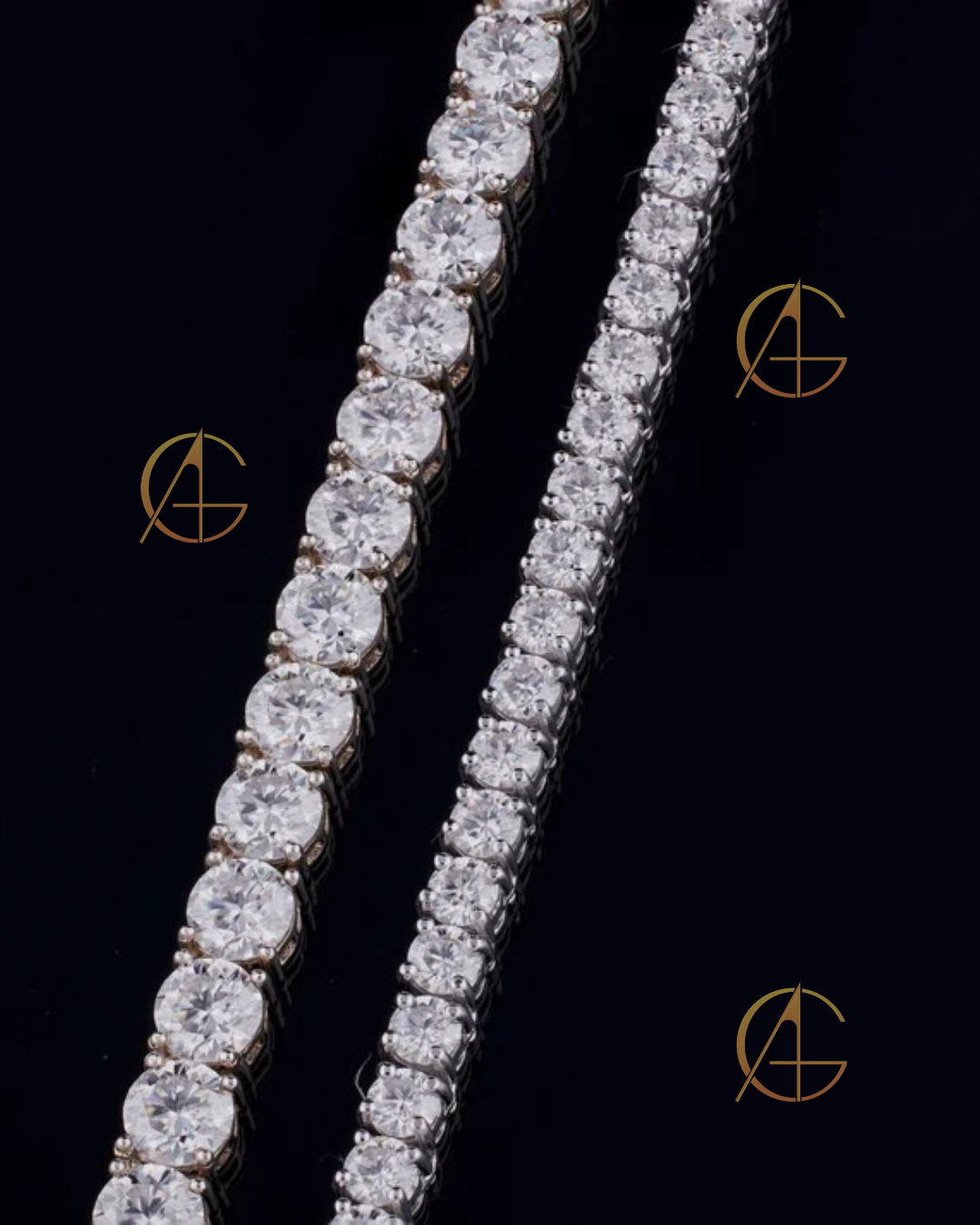 VVS Moissanite Chain Hiphop 925 Sterling Silver 5mm Iced Out Moissanite Tennis Chain by Auren