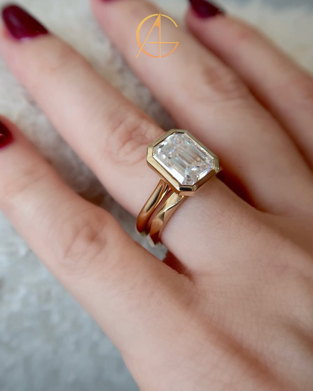 1.50 TCW Classic Emerald Cut Moissanite Diamond Bezel Set Solitaire Engagement Ring For Women