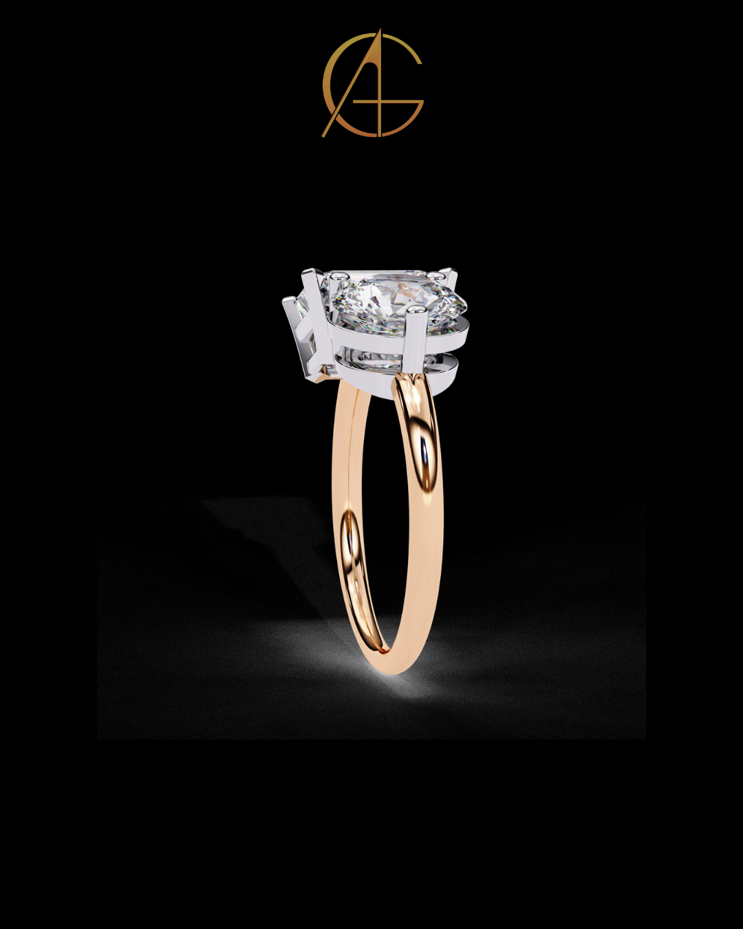 4.50 CT Contemporary Round & Emerald Moissanite Diamond Sleek Gold Wedding Ring