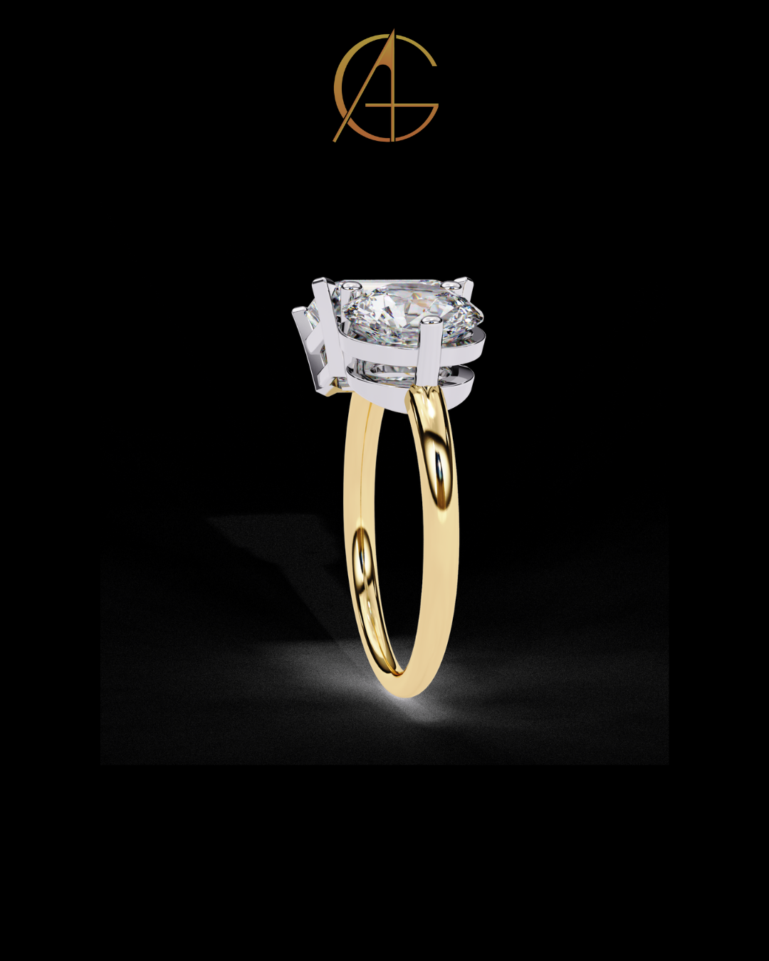 4.50 CT Contemporary Round & Emerald Moissanite Diamond Sleek Gold Wedding Ring