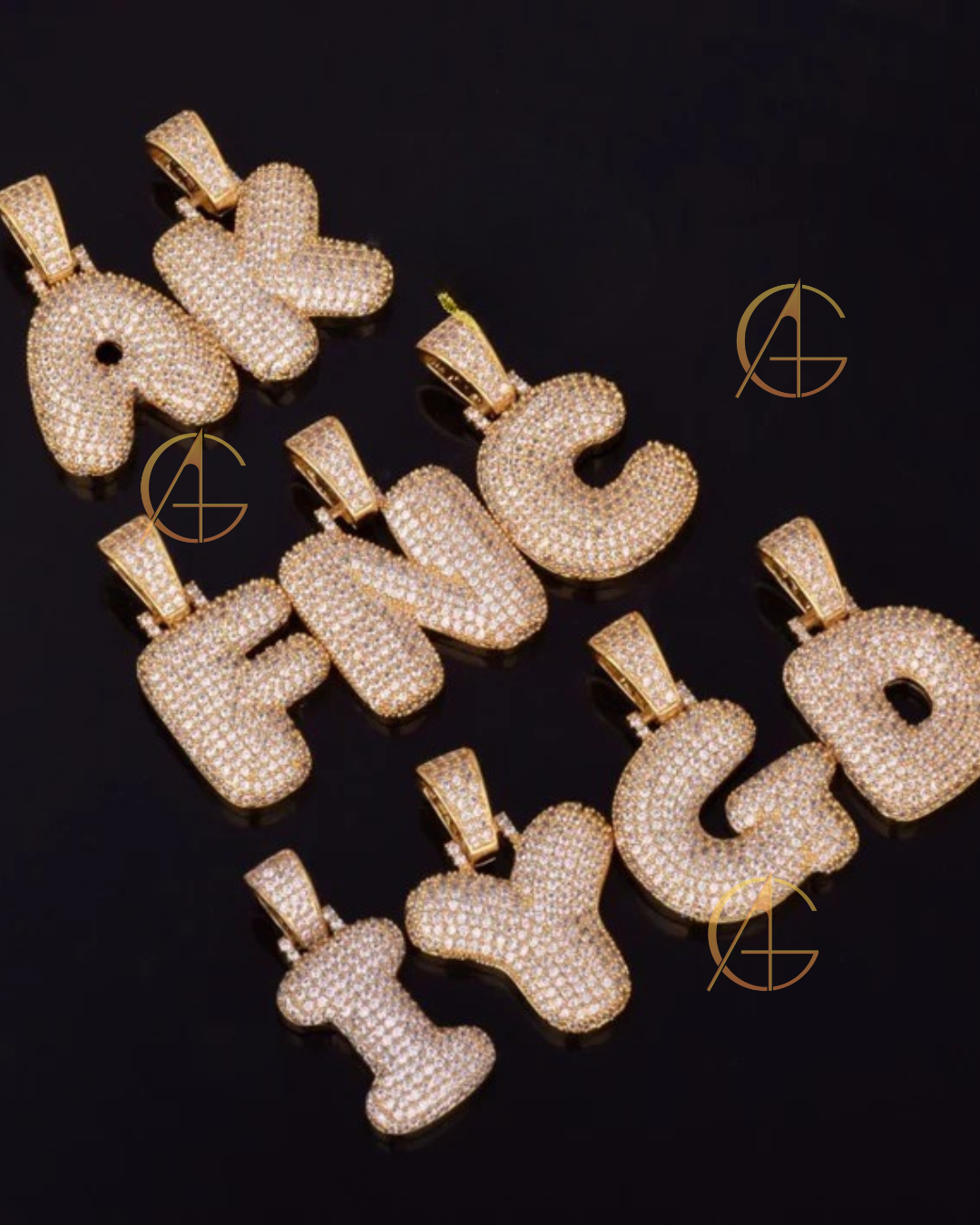 Hip Hop Jewelry Moissanite Diamond A-Z Sterling Silver Custom Name Diamond Letters Pendant by Auren