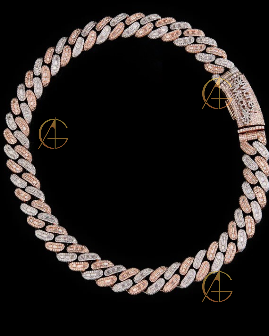 Two-Tone Moissanite Diamond Miami Cuban Link Chain – Rose Gold & White Gold Iced Out Necklace