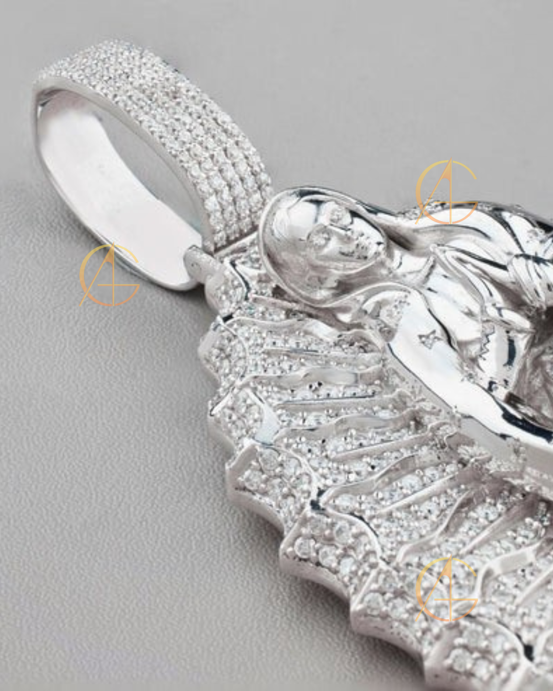 Luxury Custom Lady of Guadalupe Pendant with Moissanite Diamonds by Auren