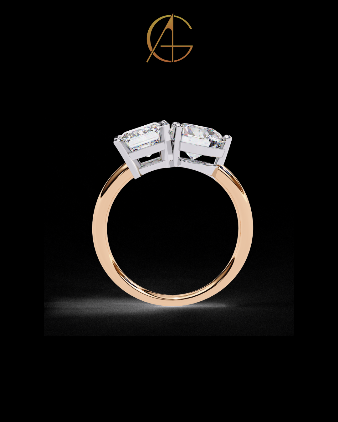 4.50 CT Contemporary Round & Emerald Moissanite Diamond Sleek Gold Wedding Ring
