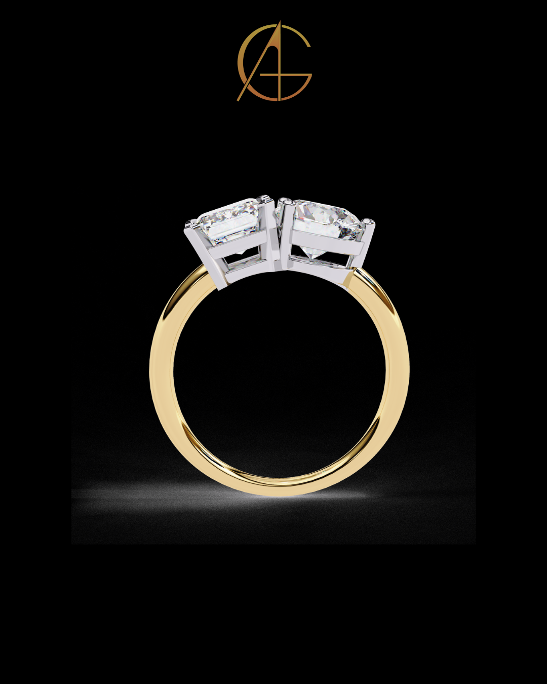 4.50 CT Contemporary Round & Emerald Moissanite Diamond Sleek Gold Wedding Ring