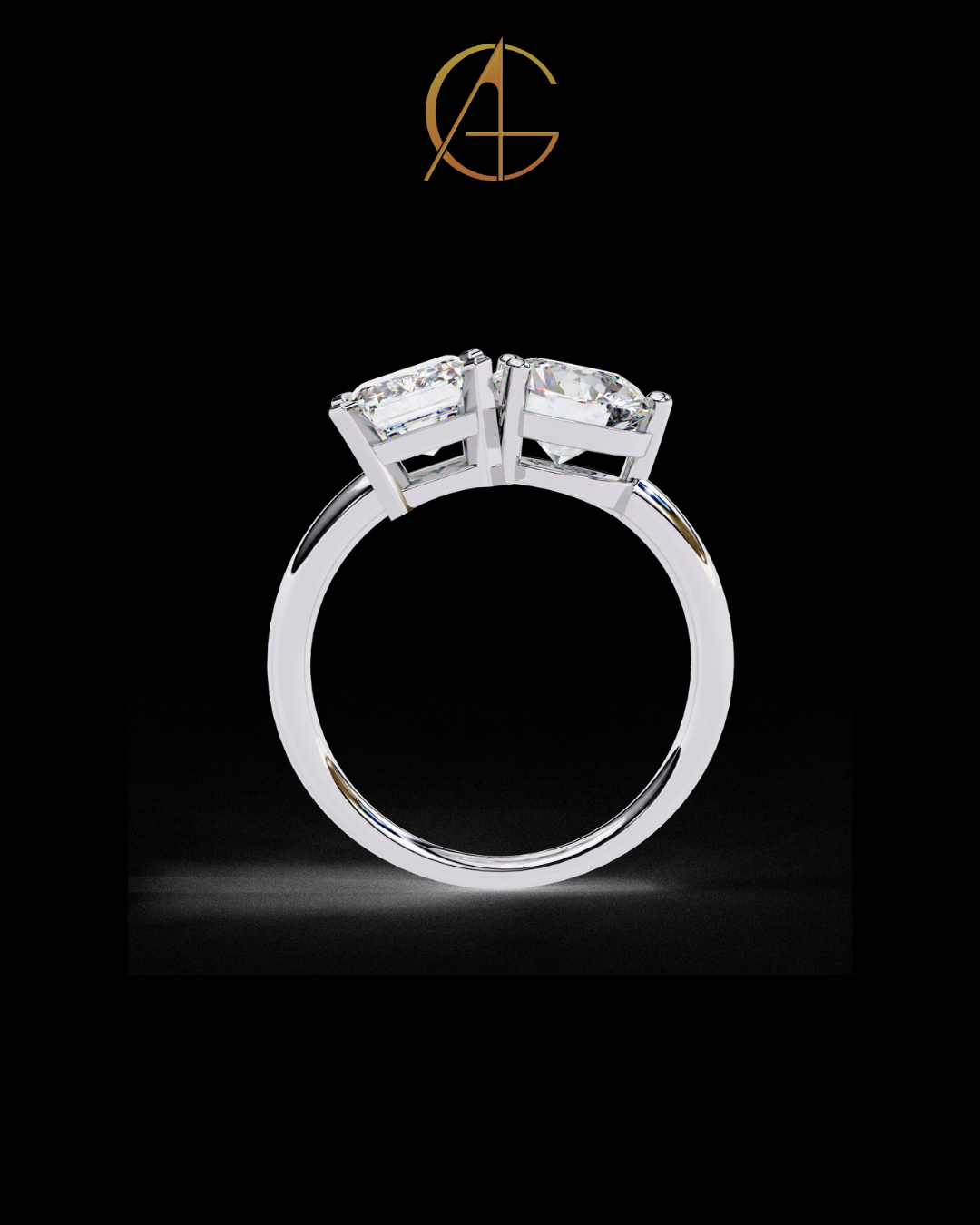 4.50 CT Contemporary Round & Emerald Moissanite Diamond Sleek Gold Wedding Ring