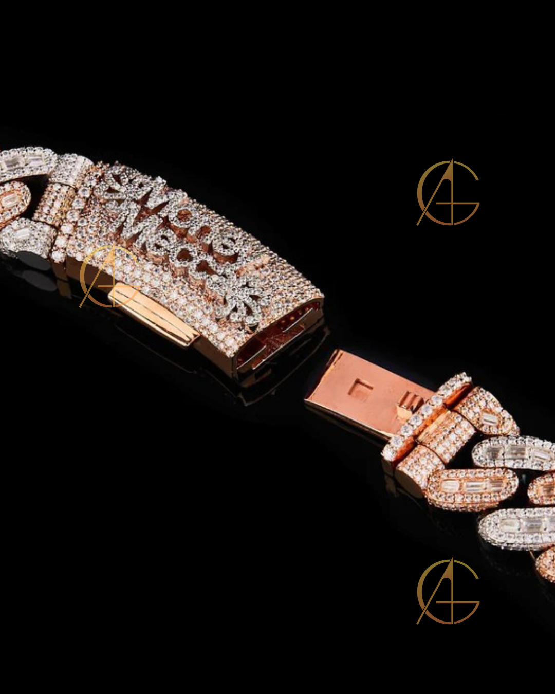 Two-Tone Moissanite Diamond Miami Cuban Link Chain – Rose Gold & White Gold Iced Out Necklace