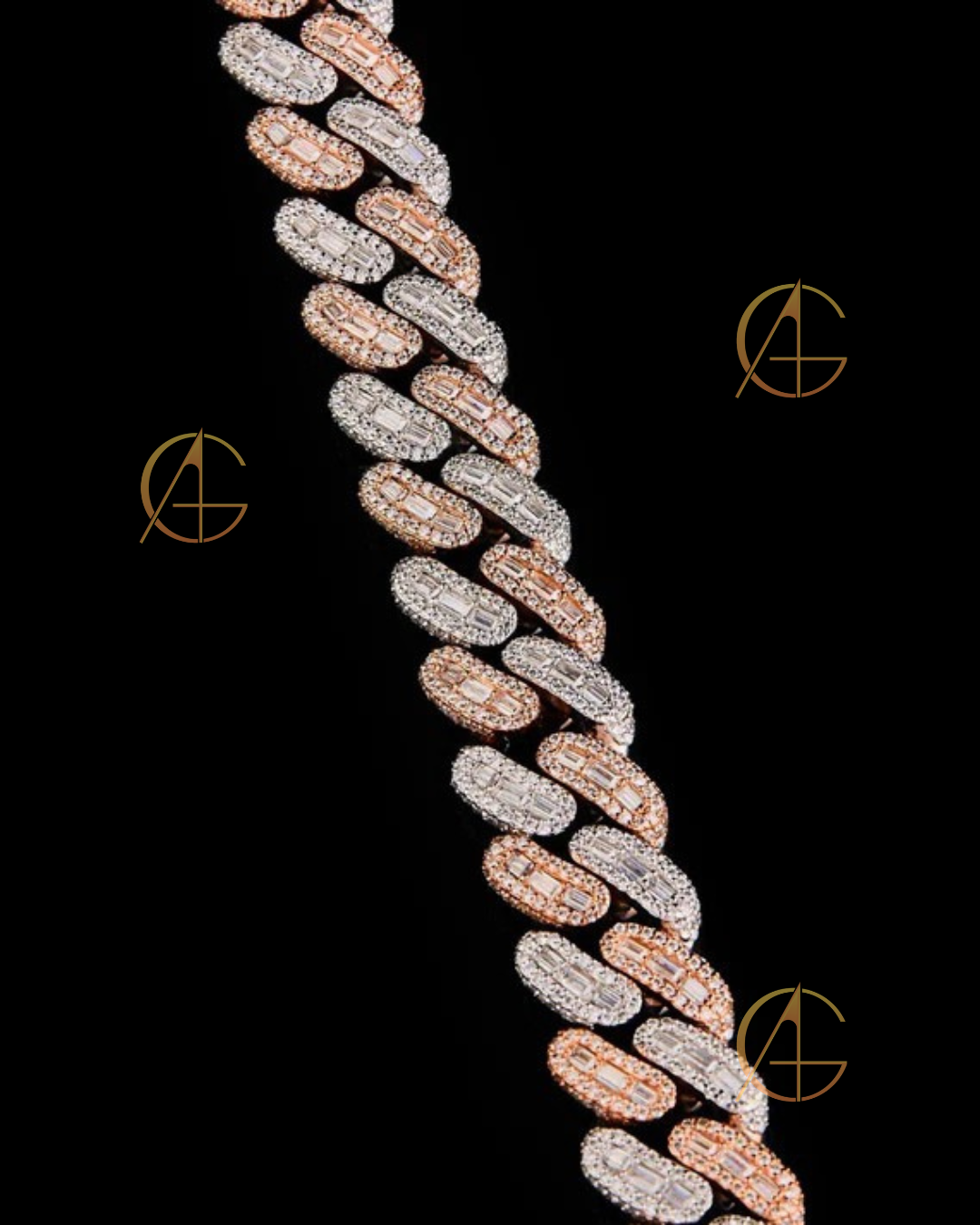 Two-Tone Moissanite Diamond Miami Cuban Link Chain – Rose Gold & White Gold Iced Out Necklace