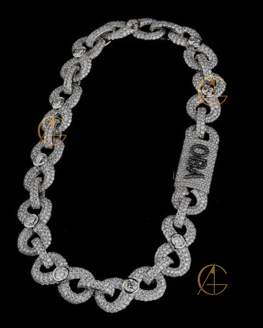 Fully Iced-Out Custom Cuban Link Chain with Moissanite Diamond Accents