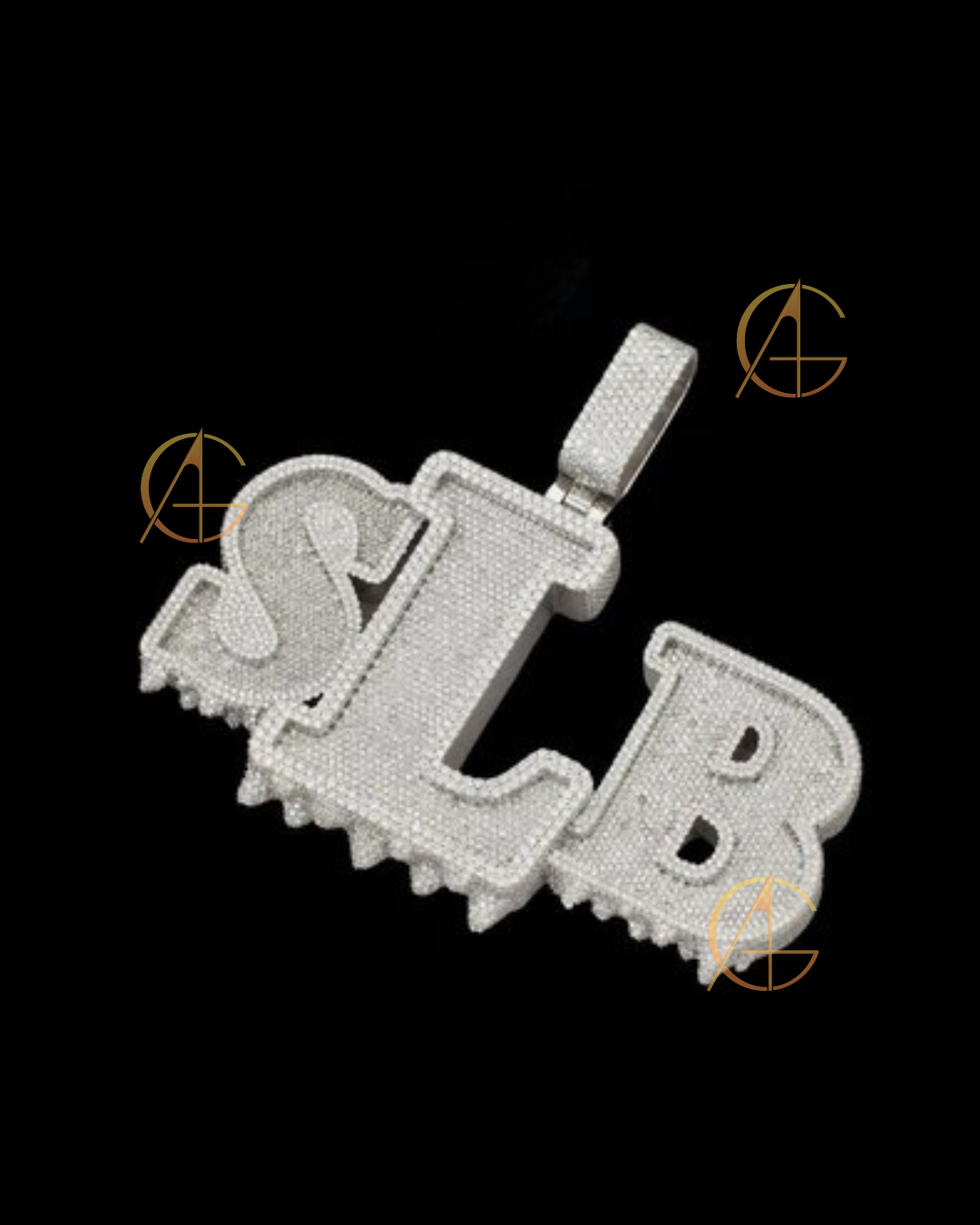 Hiphop Custom Moissanite Pendant Pass Diamond Tester Iced Out Letter Name Moissanite Pendant by Auren
