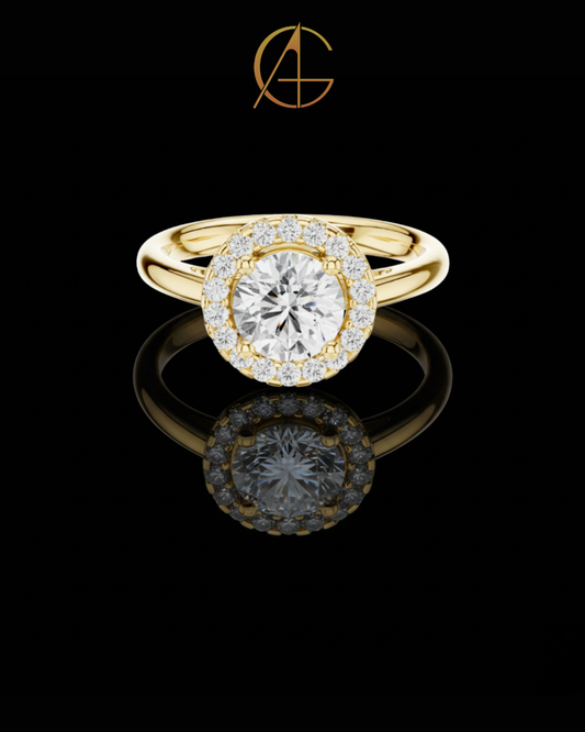 1.00 CT Radiant Round Halo Moissanite Diamond Classic Engagement Ring with Brilliant Center Stone & Halo Sparkle