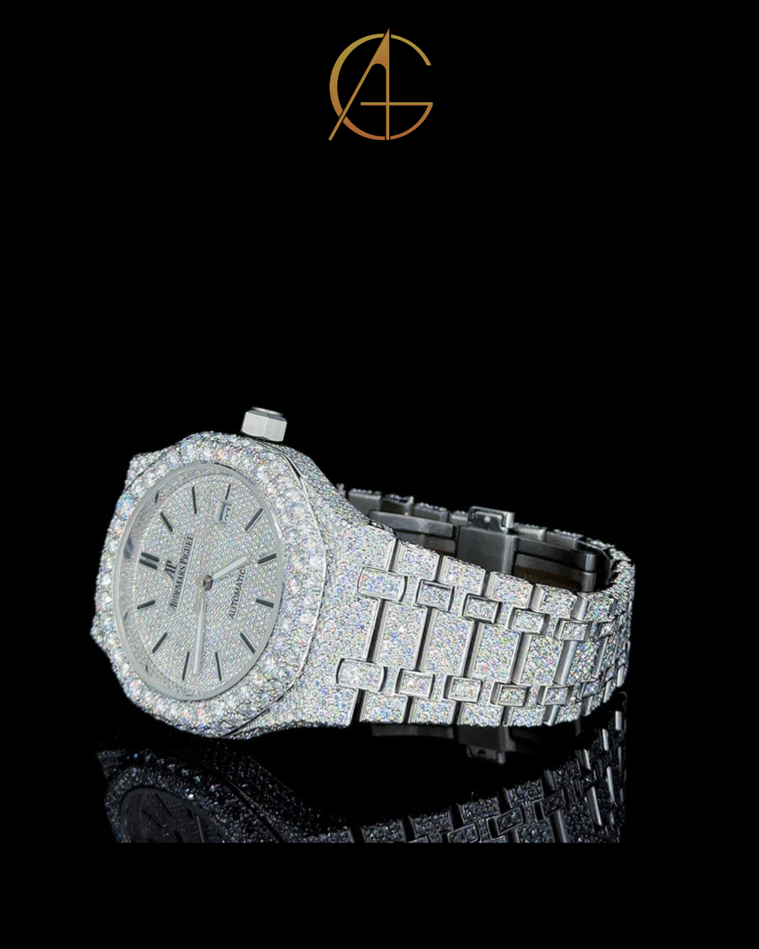 AP Full White With Stick Dial Moissanite Diamond Watch