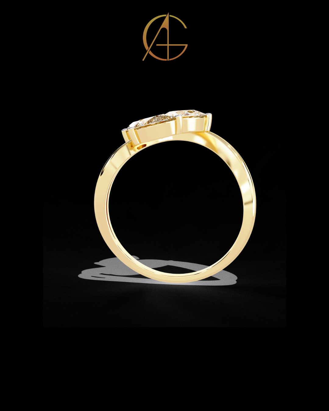 6.00 TCW Eternal Radiance Triple Pear Moissanite Diamond Ring with Twisted Gold Band for Every Occasions