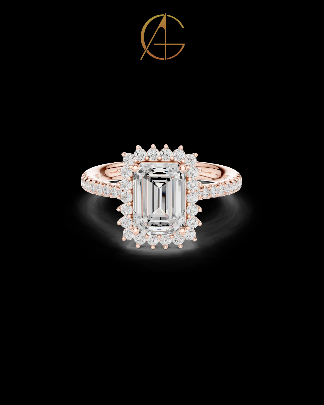 1.92 CT Gorgeous Emerald Cut Halo Moissanite Diamond Ring For Beautiful Bride