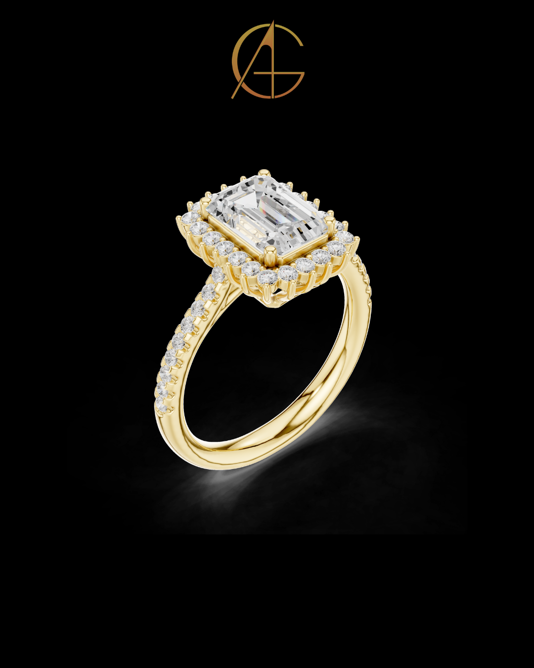 1.92 CT Gorgeous Emerald Cut Halo Moissanite Diamond Ring For Beautiful Bride