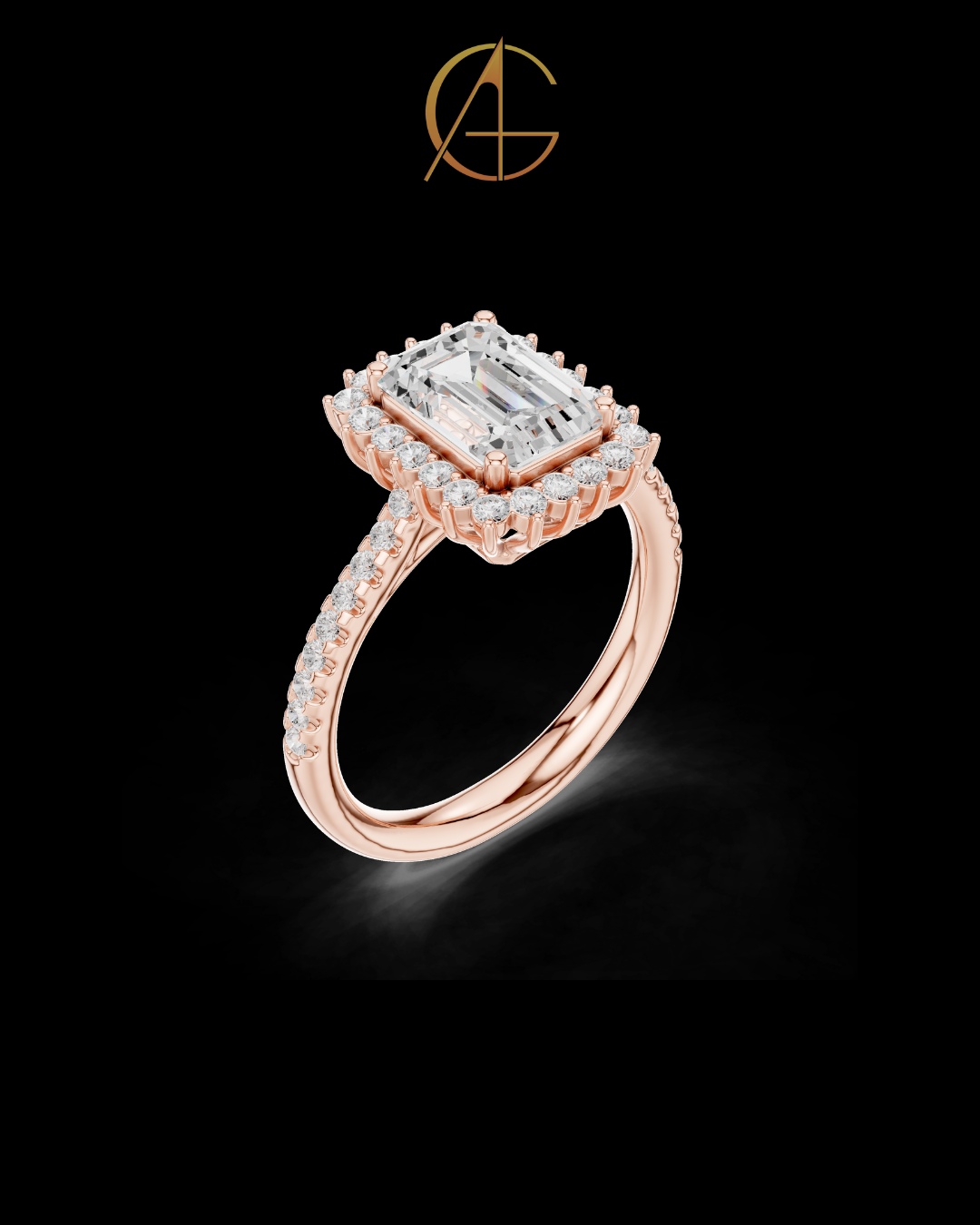 1.92 CT Gorgeous Emerald Cut Halo Moissanite Diamond Ring For Beautiful Bride