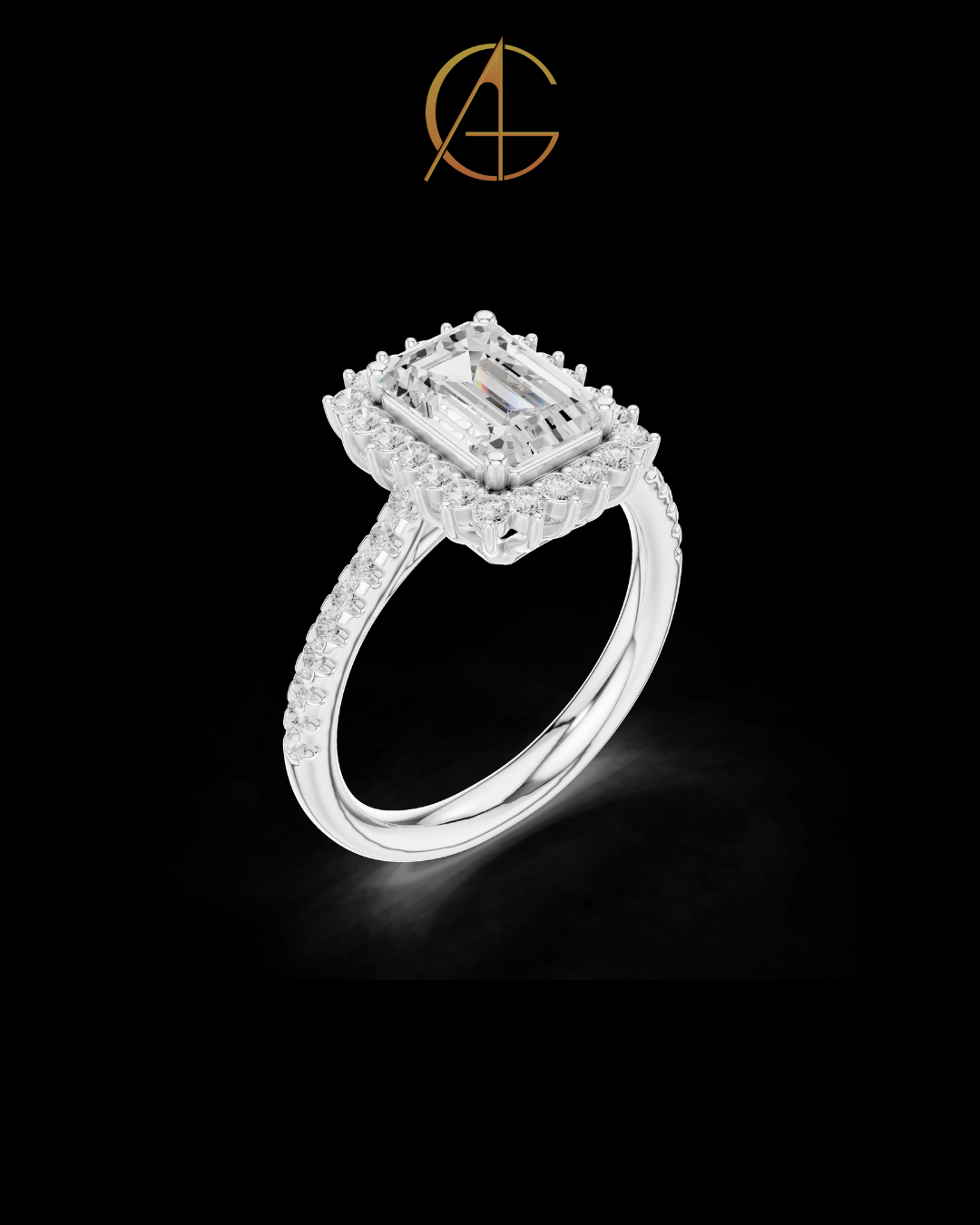 1.92 CT Gorgeous Emerald Cut Halo Moissanite Diamond Ring For Beautiful Bride