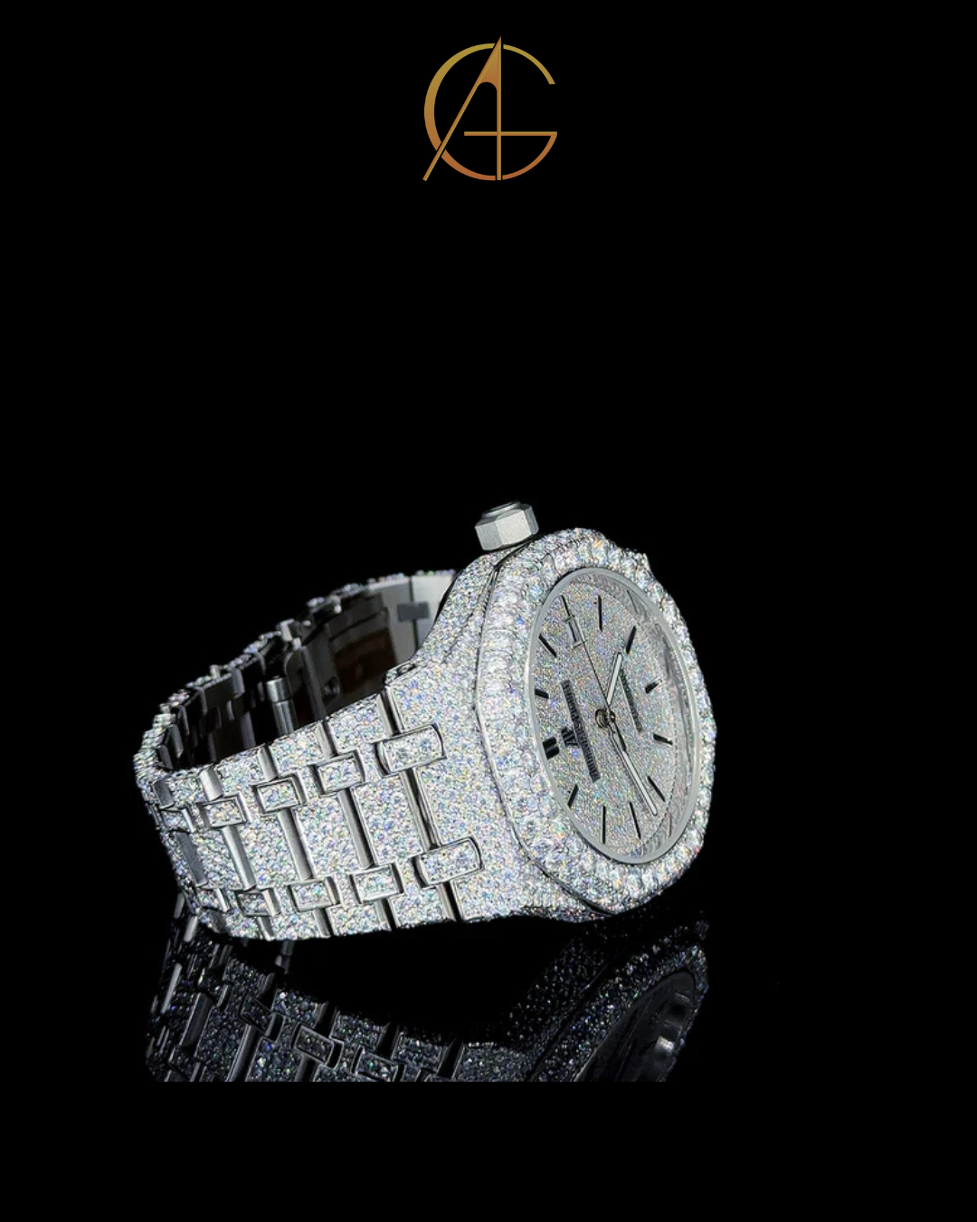 AP Full White With Stick Dial Moissanite Diamond Watch