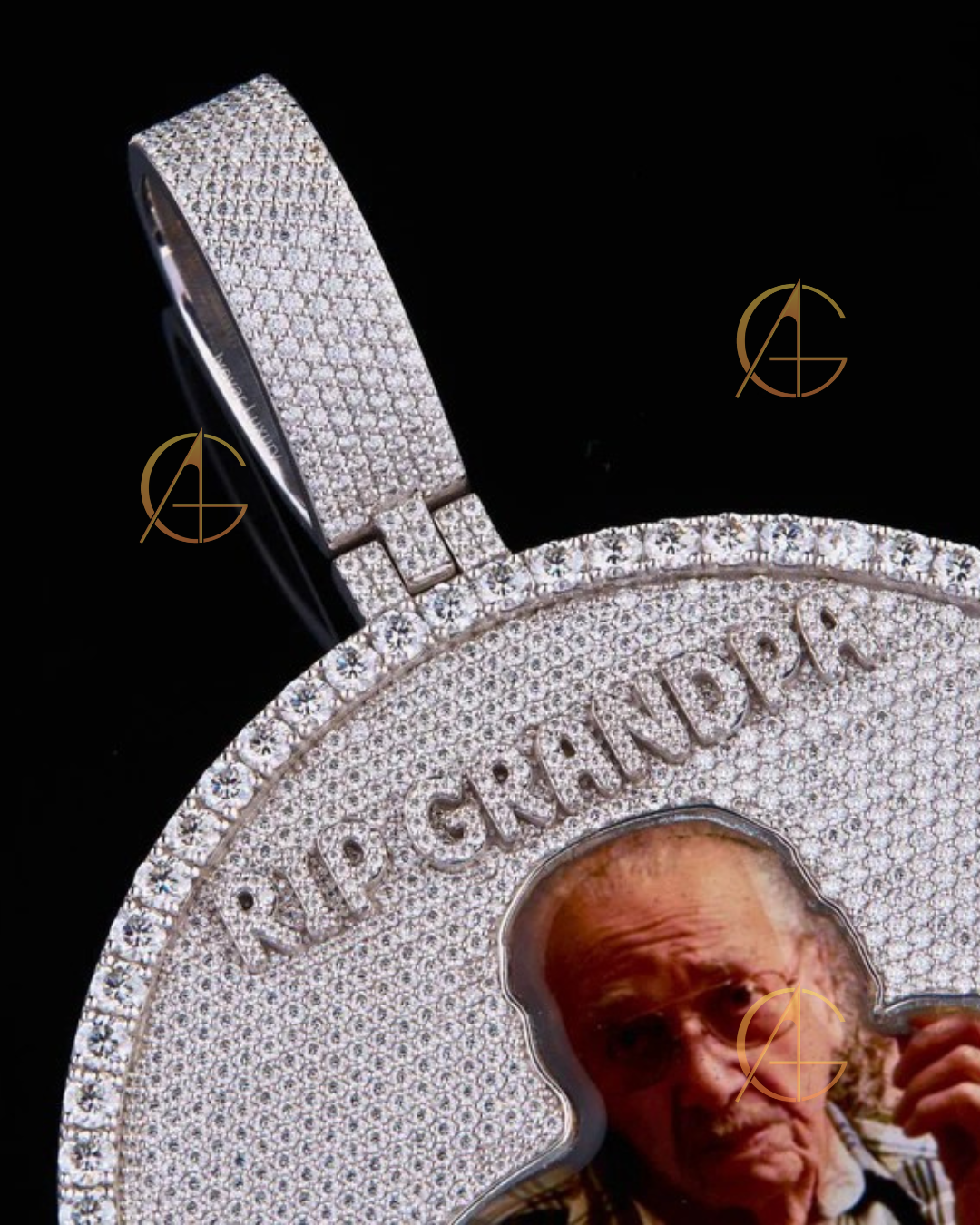 Custom Men’s Moissanite Pendant – 925 Silver Hip Hop Necklace for Grandpa By Auren