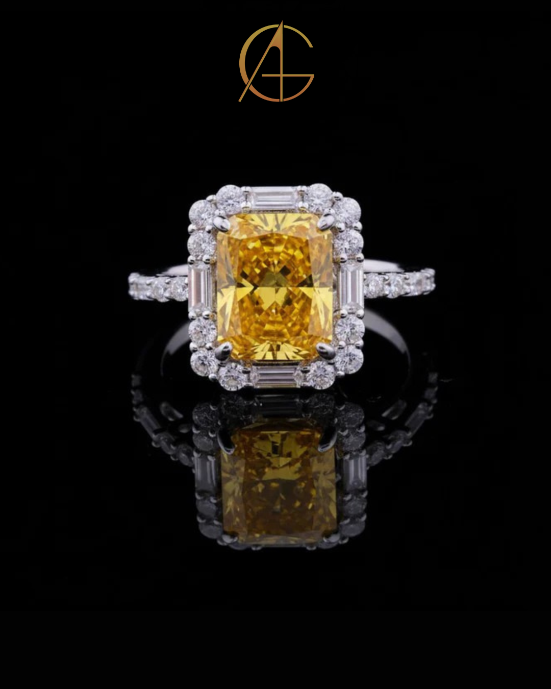 2.10 CT The Imperial Sunburst Moissanite Diamond Ring Radiant Cut Diamond Halo Ring