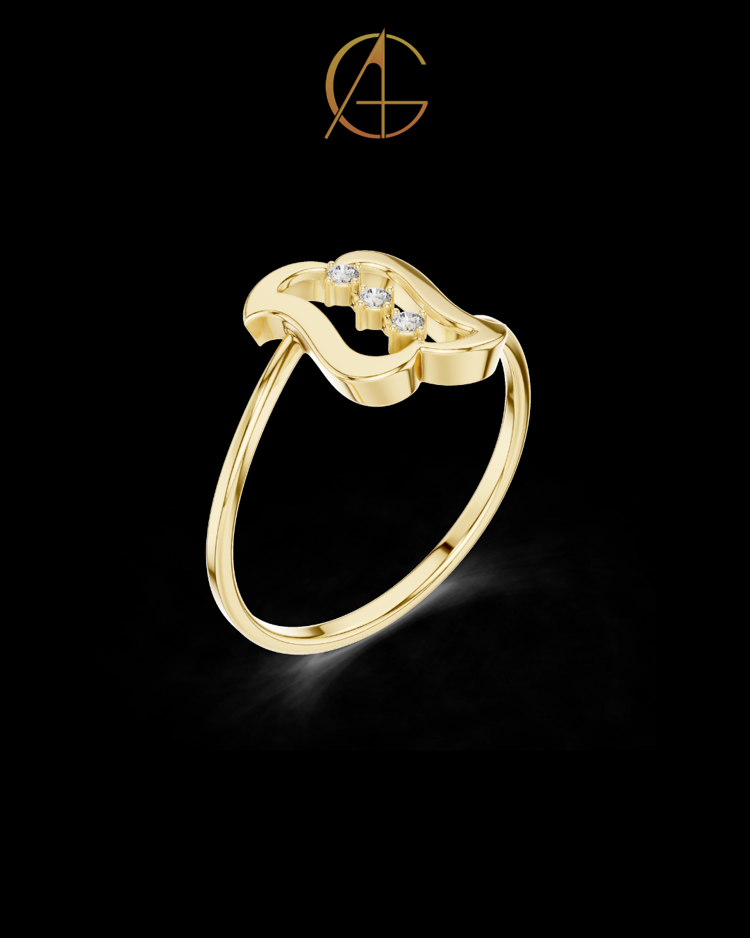0.30 TCW Monogram-Inspired Ring Featuring a Vertical Trio of Brilliant Moissanite Diamond