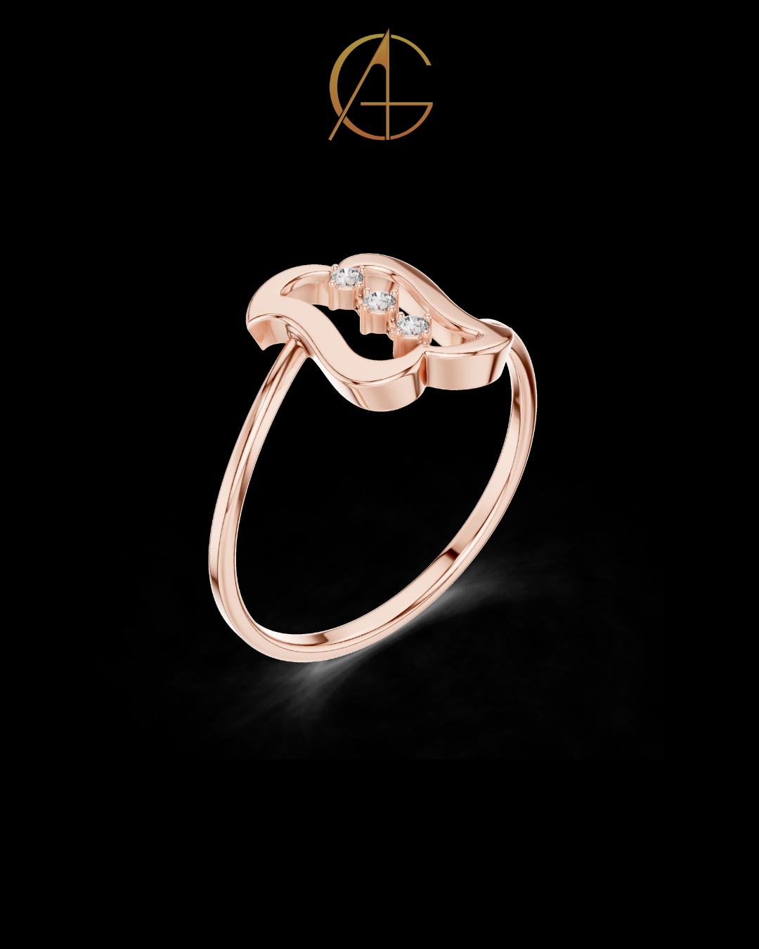 0.30 TCW Monogram-Inspired Ring Featuring a Vertical Trio of Brilliant Moissanite Diamond
