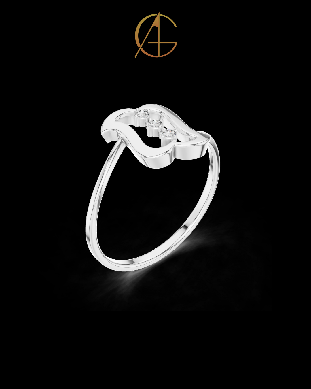 0.30 TCW Monogram-Inspired Ring Featuring a Vertical Trio of Brilliant Moissanite Diamond