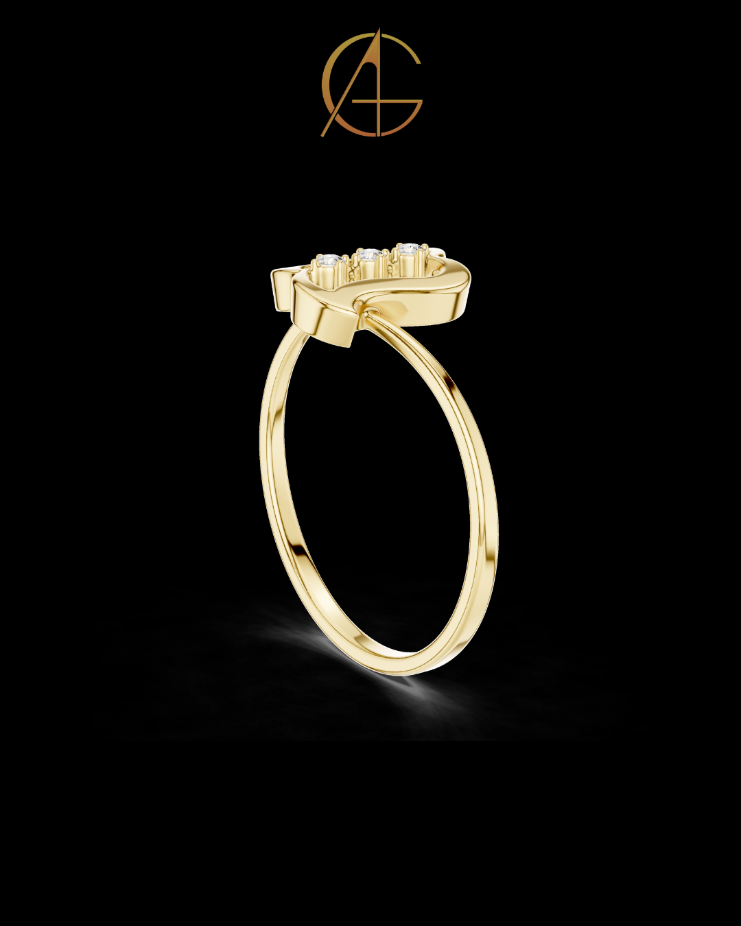 0.30 TCW Monogram-Inspired Ring Featuring a Vertical Trio of Brilliant Moissanite Diamond