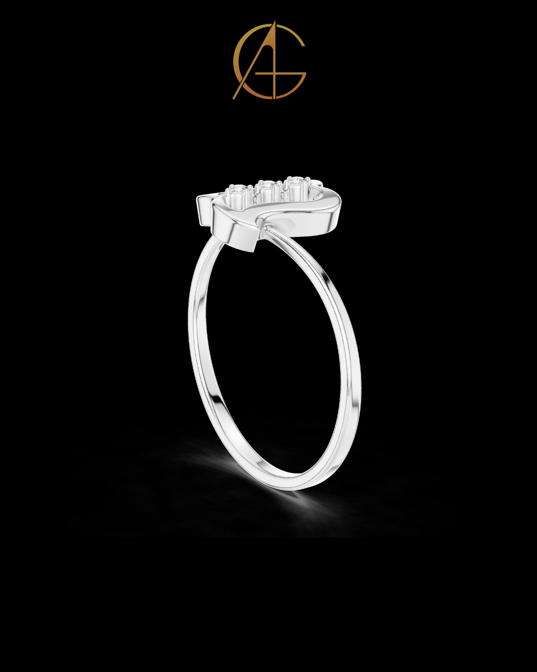 0.30 TCW Monogram-Inspired Ring Featuring a Vertical Trio of Brilliant Moissanite Diamond