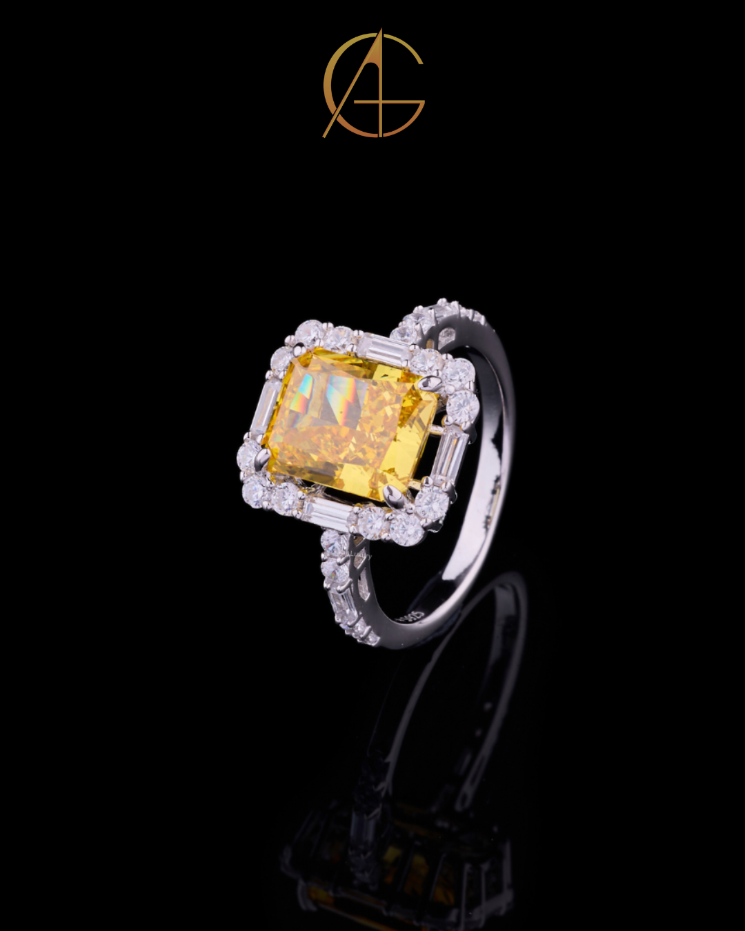 2.10 CT The Imperial Sunburst Moissanite Diamond Ring Radiant Cut Diamond Halo Ring