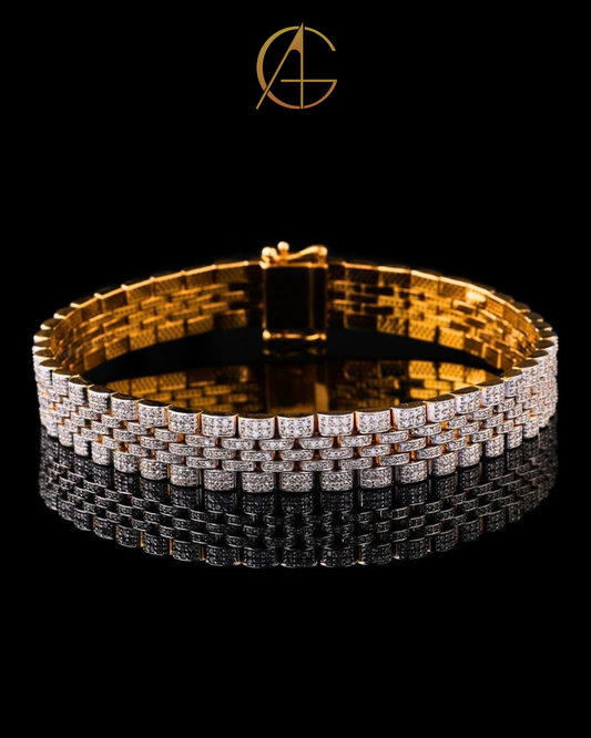Two Tone Moissanite Diamond Cuban Bracelet Luxury Pave Link Design By Auren Gems