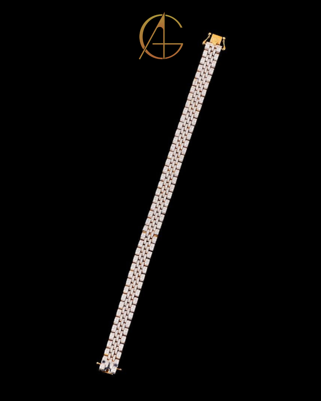 Two Tone Moissanite Diamond Cuban Bracelet Luxury Pave Link Design By Auren Gems