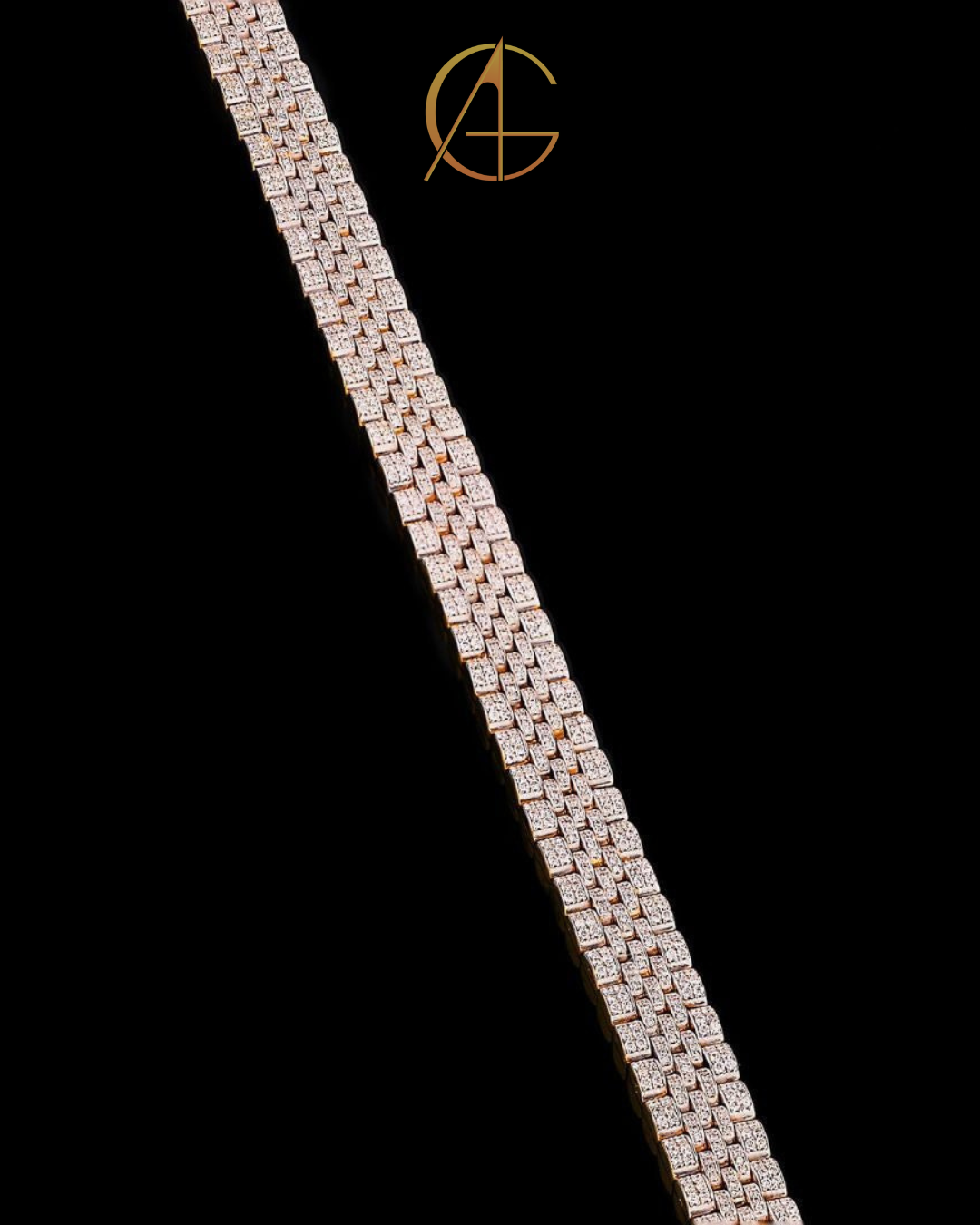 Two Tone Moissanite Diamond Cuban Bracelet Luxury Pave Link Design By Auren Gems