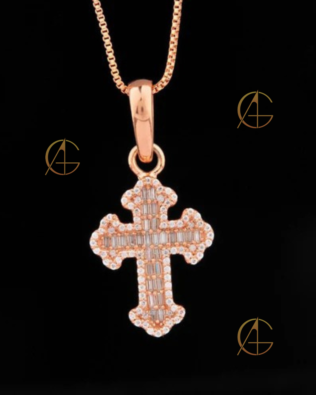 Rose Gold Cross Pendant VVS Moissanite Iced Out Jewelry Gift