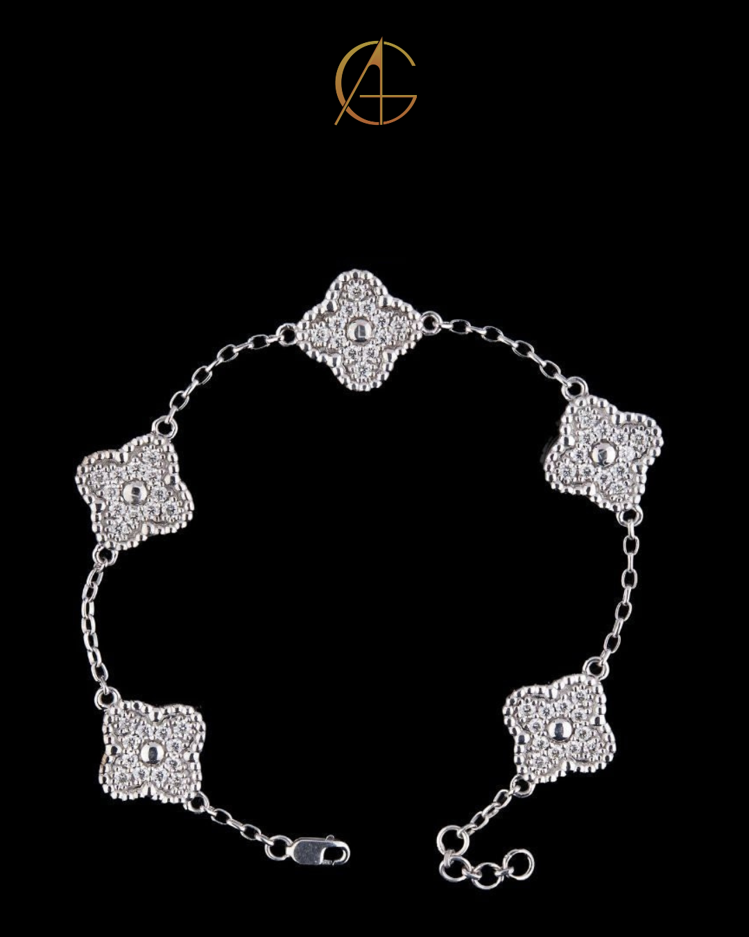 Flower Diamond Bangle Bracelet - VVS Moissanite Bridal Jewelry Gift