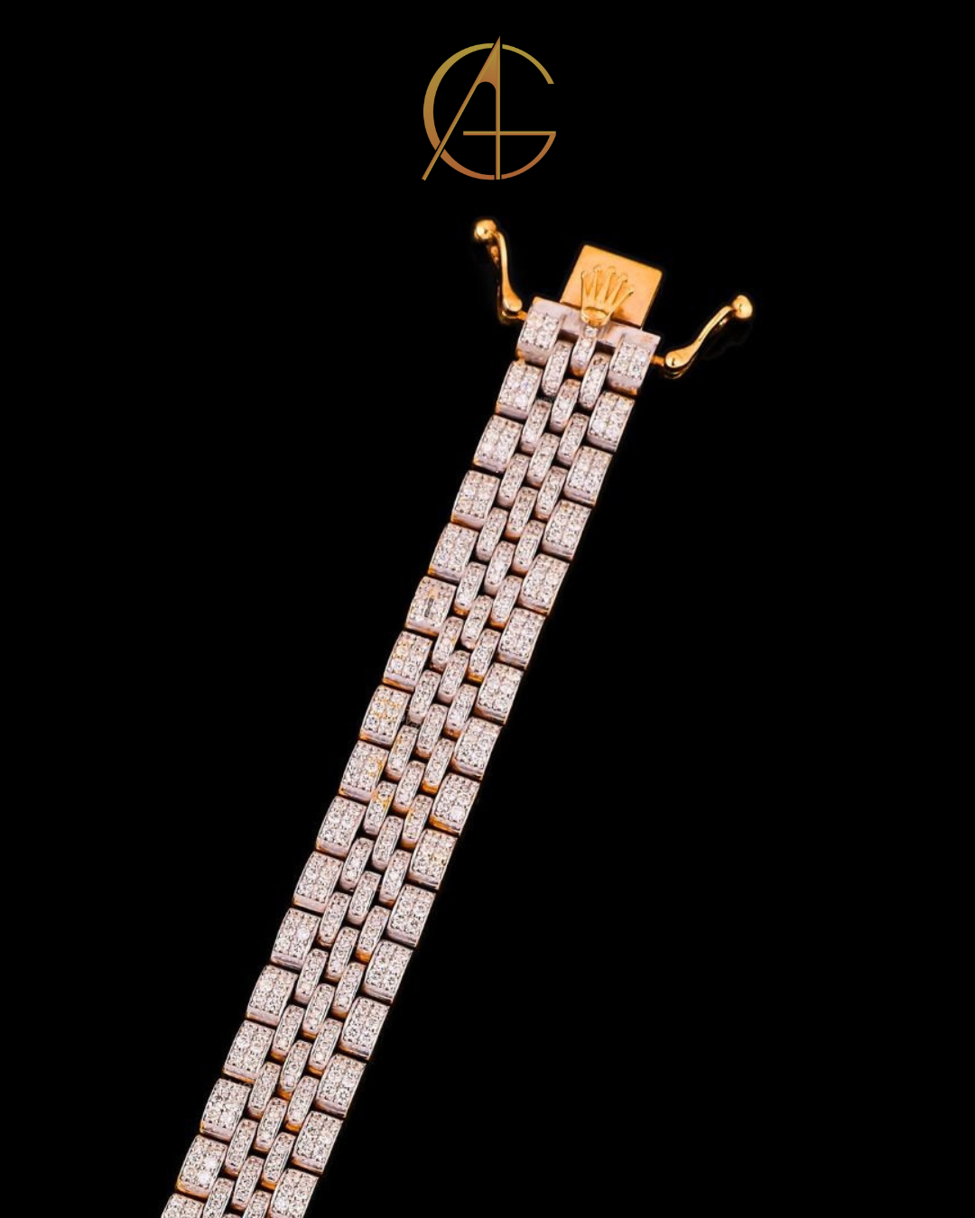 Two Tone Moissanite Diamond Cuban Bracelet Luxury Pave Link Design By Auren Gems