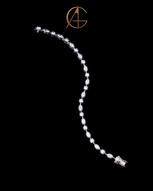 Marquise and Round Cut Moissanite Diamond Tennis Braclate by Auren Gems