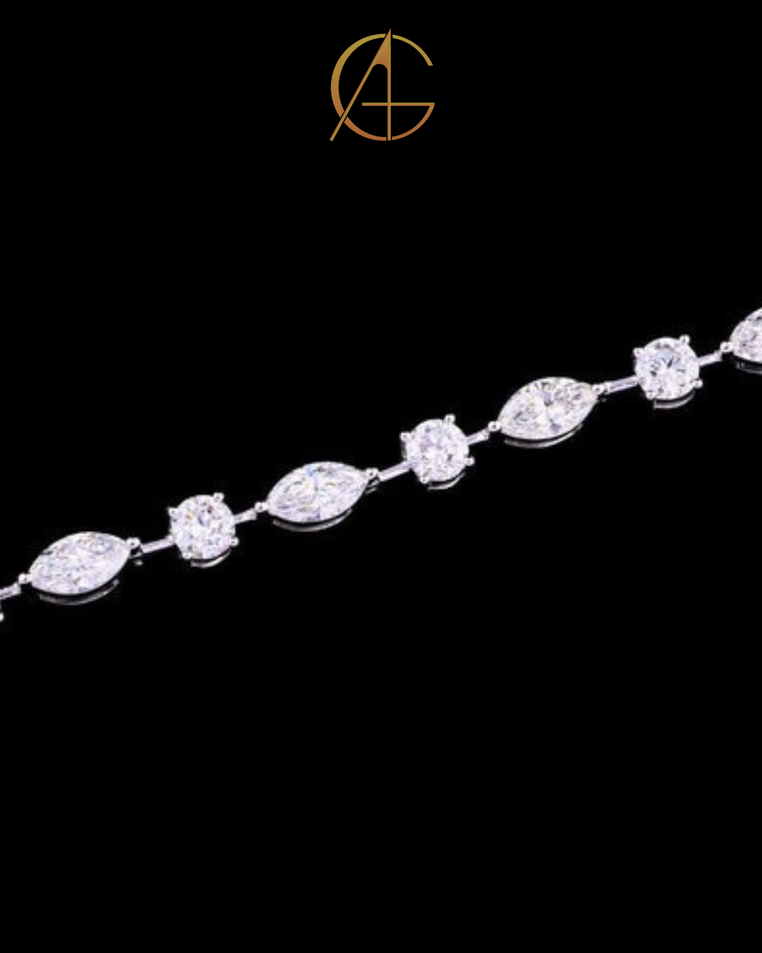 Marquise and Round Cut Moissanite Diamond Tennis Braclate by Auren Gems