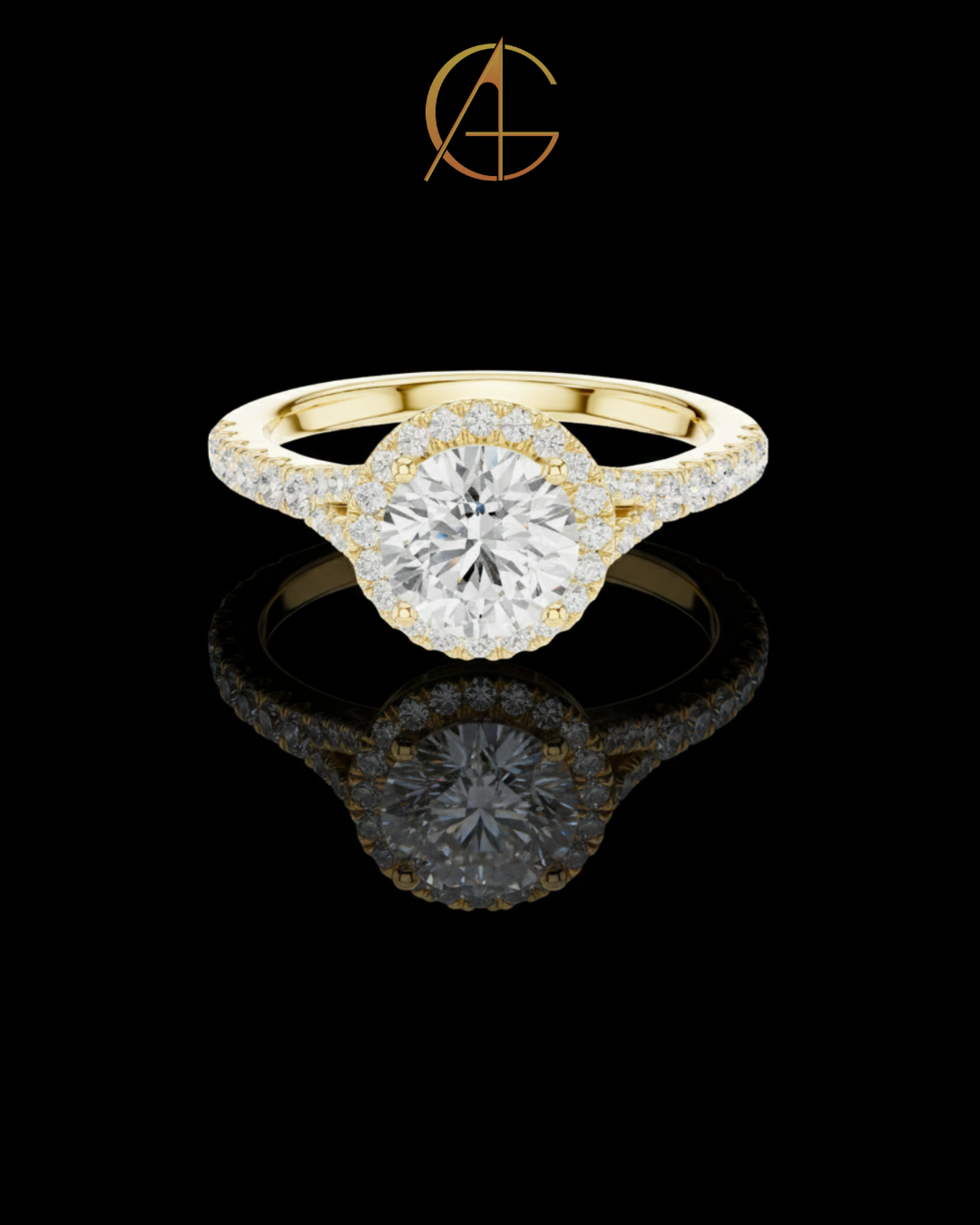 1.00 CT Luxurious Round Cut Halo Ring with Pave Moissanite Diamonds Elegant Sparkling Engagement Ring for Her