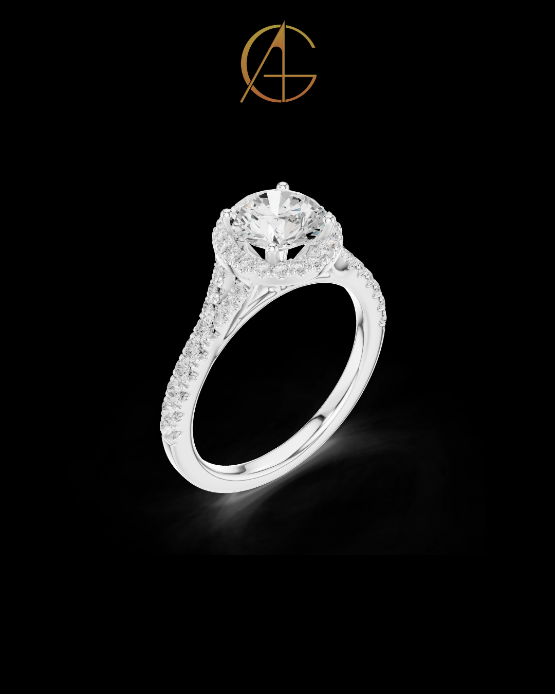 1.00 CT Luxurious Round Cut Halo Ring with Pave Moissanite Diamonds Elegant Sparkling Engagement Ring for Her