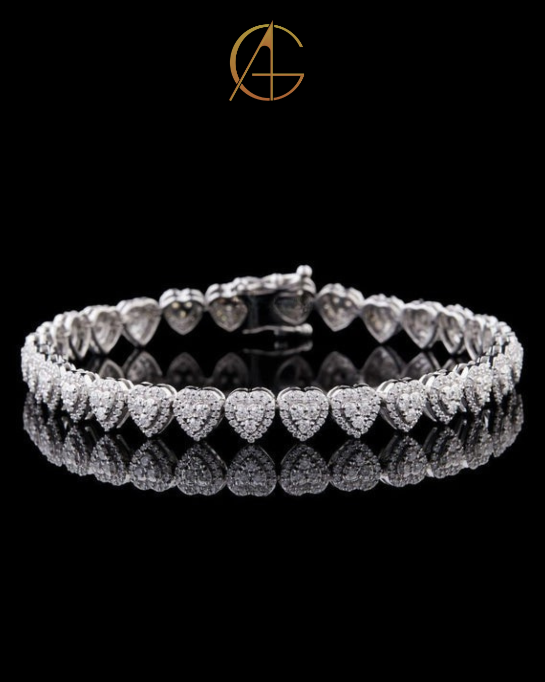 Heart Diamond Bangle Bracelet - VVS1 Moissanite Bridal Jewelry by Auren gems