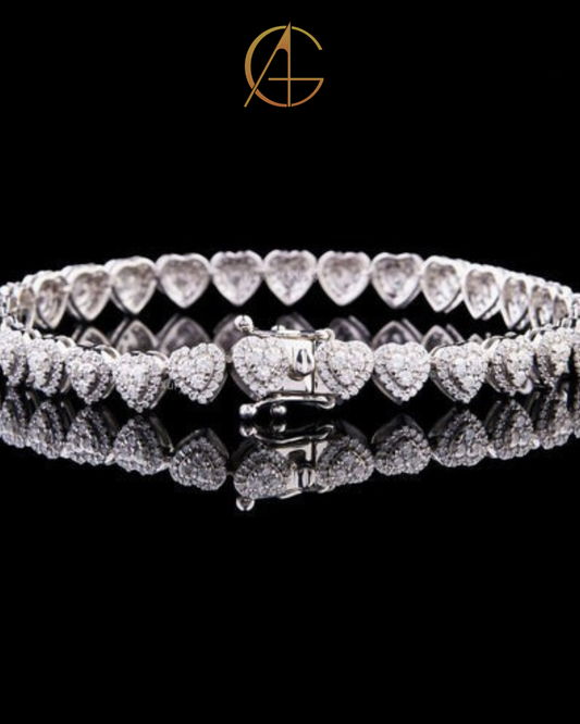 Heart Diamond Bangle Bracelet - VVS1 Moissanite Bridal Jewelry by Auren gems