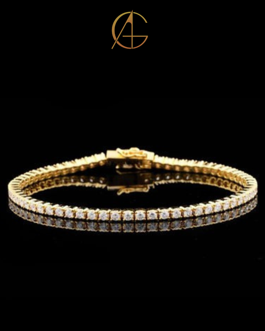 Custom Made Yellow Gold Moissanite Diamond Tennis Bracelet By Auren Gems