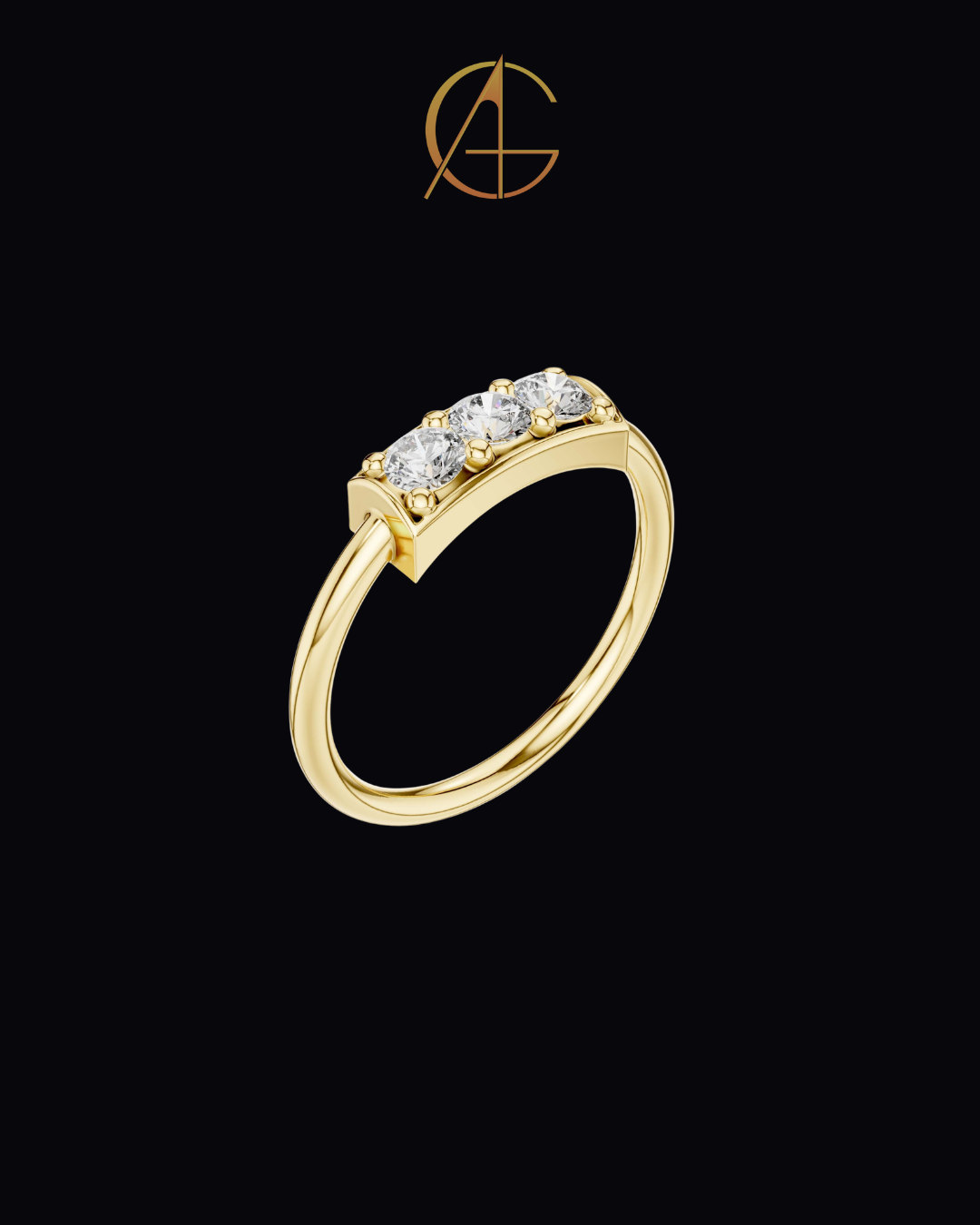 0.33 TCW Classic Three Stone Moissanite Diamond Bar Ring with Round Brilliant Cut Diamonds