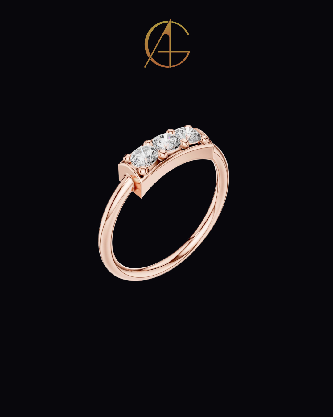 0.33 TCW Classic Three Stone Moissanite Diamond Bar Ring with Round Brilliant Cut Diamonds